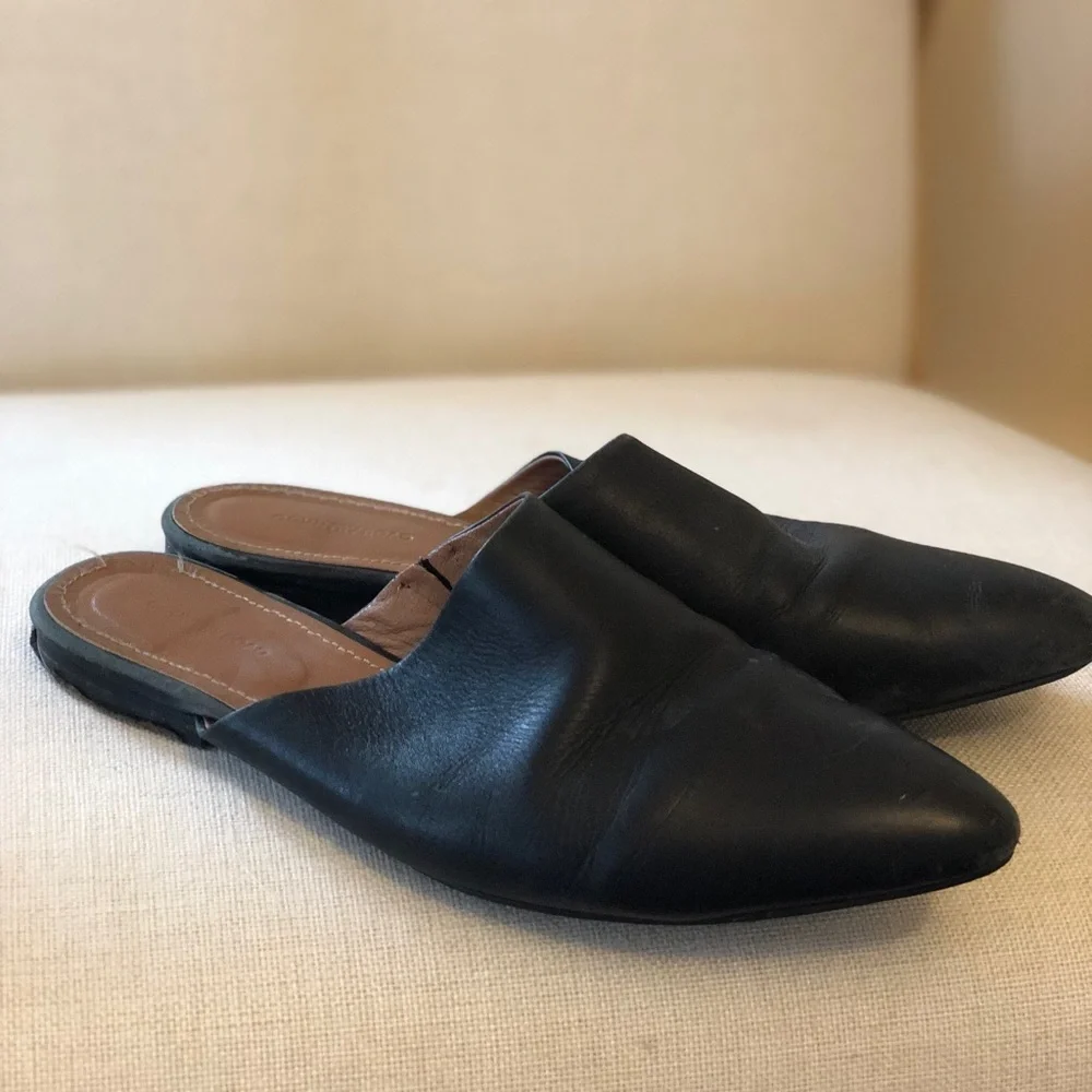 Country Road Australia Black Leather Mules Size 8.5 - Picture 2 of 6